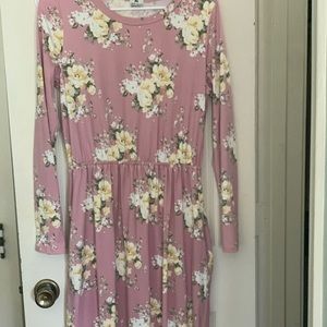 Floral print long sleeved dress